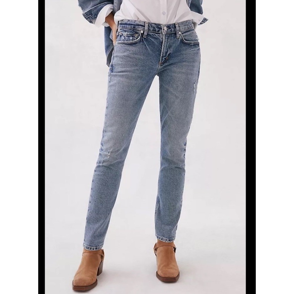 Citizens Of Humanity Inga Jeans Womens 25 Blue Light Wash Straight Distressed